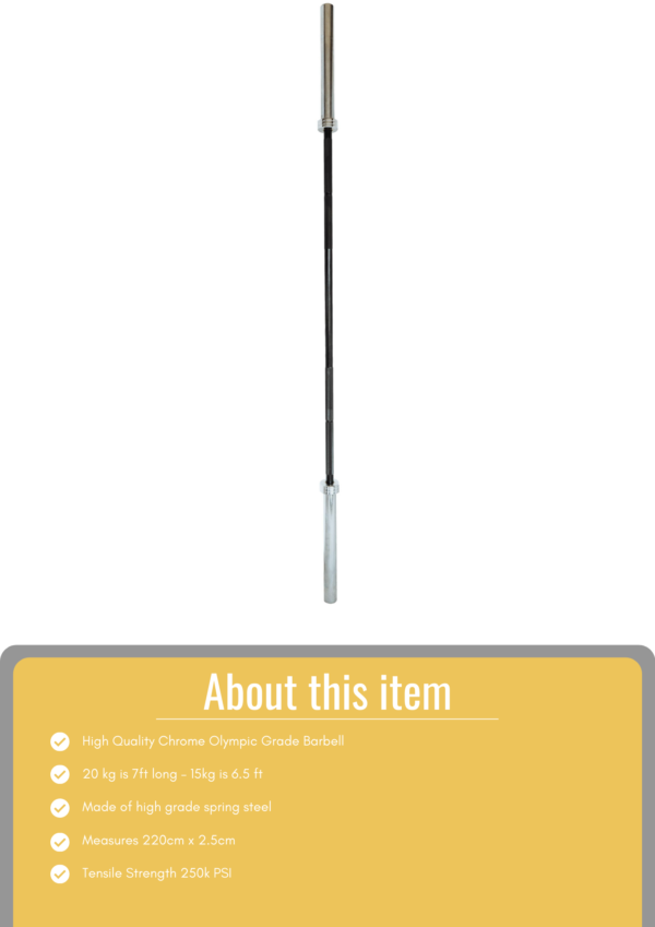 Commercial grade OLYMPIC BARBELL 7 ft 20 kg